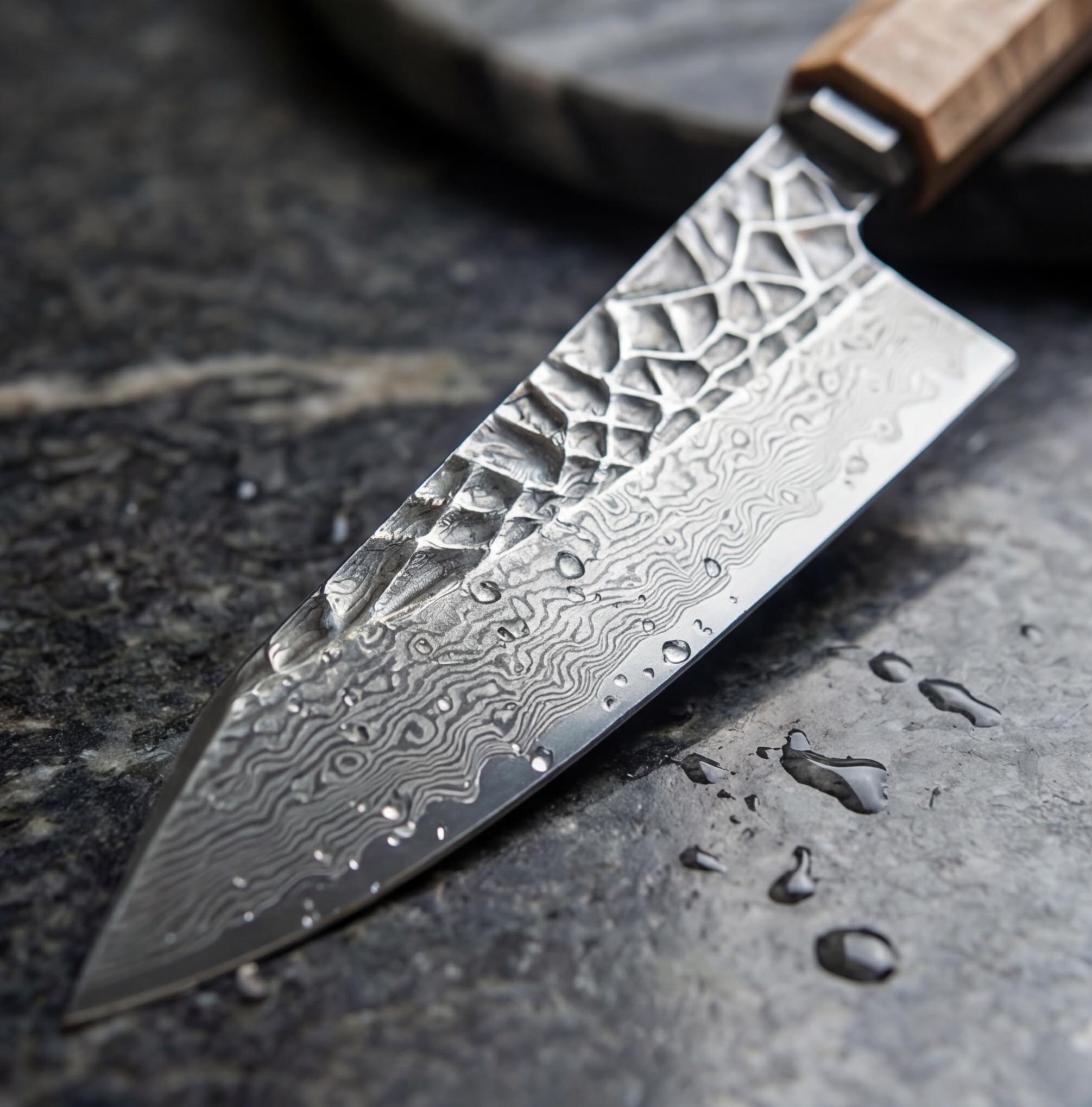 Damaškovy nuz utility Crystal Burl Utility Mistrovské dílo z damaškové oceli 02